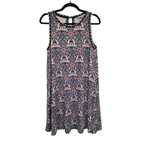 LOFT Medium Stretchy Boho Multicolor Paisley Shift Dress - Picture 1 of 8